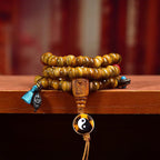 Tibetan Vintage Camel Bone 108 Prayer Beads Bracelet | Tai Chi Guardian Meditation Mala Spiritual Jewelry
