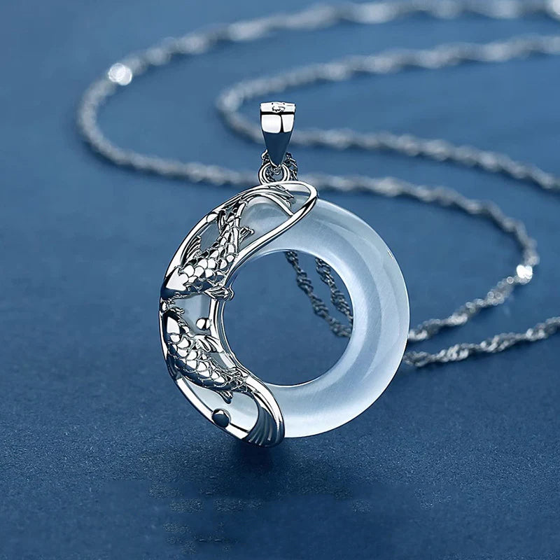 Jade Silver Pendant | Love Protection Fortune Harmony Energy Enhancement Necklace