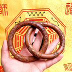 Taoist Talisman Inscription Wood Bangle | Thunderstruck Jujube Seamless Cloud Pattern Mystical Artifact Jewelry