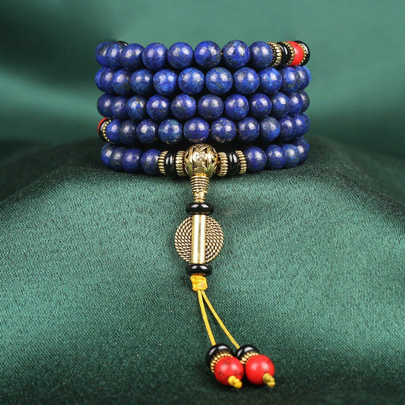 Lapis Lazuli 108 Bead Bracelet | Third Eye Intuition Wisdom Awakening Mala
