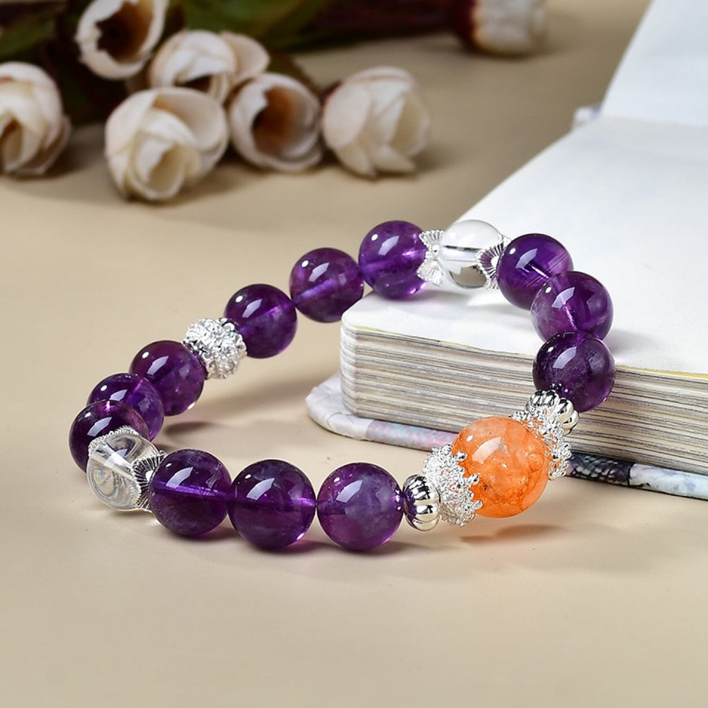 Amethyst Crystal Bracelet | Spiritual Awakening Intuition Wisdom Crown Chakra Insight Jewelry