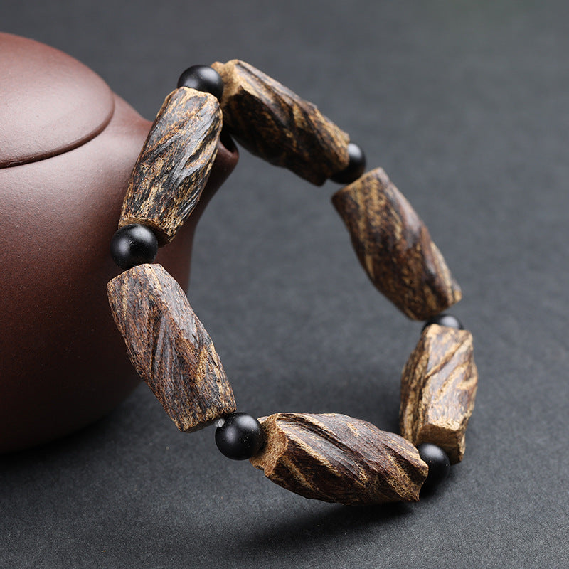 Agarwood Meditation Bracelet | Natural Rustic Calming Stress Relief Wood Prayer Beads Jewelry