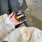 Obsidian Tiger Eye Crystal Bracelet | Protection Grounding Strength Courage Shield Jewelry