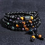 Rainbow Eye Obsidian 108 Bead Bracelet | Full Protection Energy Shield Mala