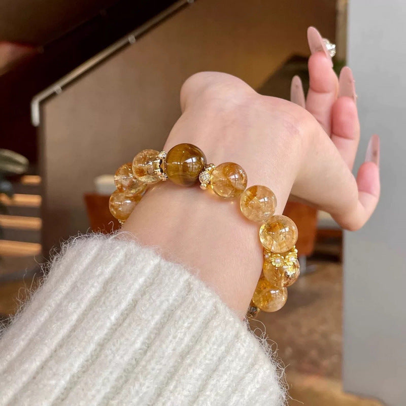 Citrine Tiger Eye Crystal Bracelet | Wealth Attraction Leadership Prosperity Energy Jewelry