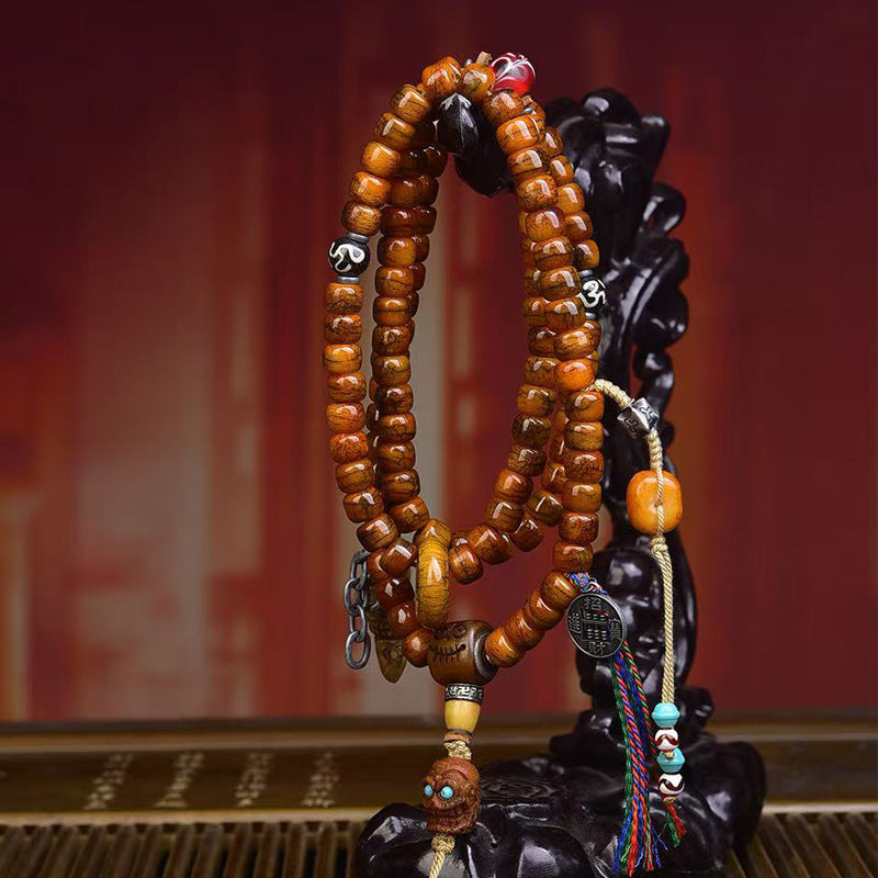 Tibetan 108 Prayer Beads Bracelet | Pixiu Vajra Wealth Guardian Adjustable Meditation Mala Jewelry