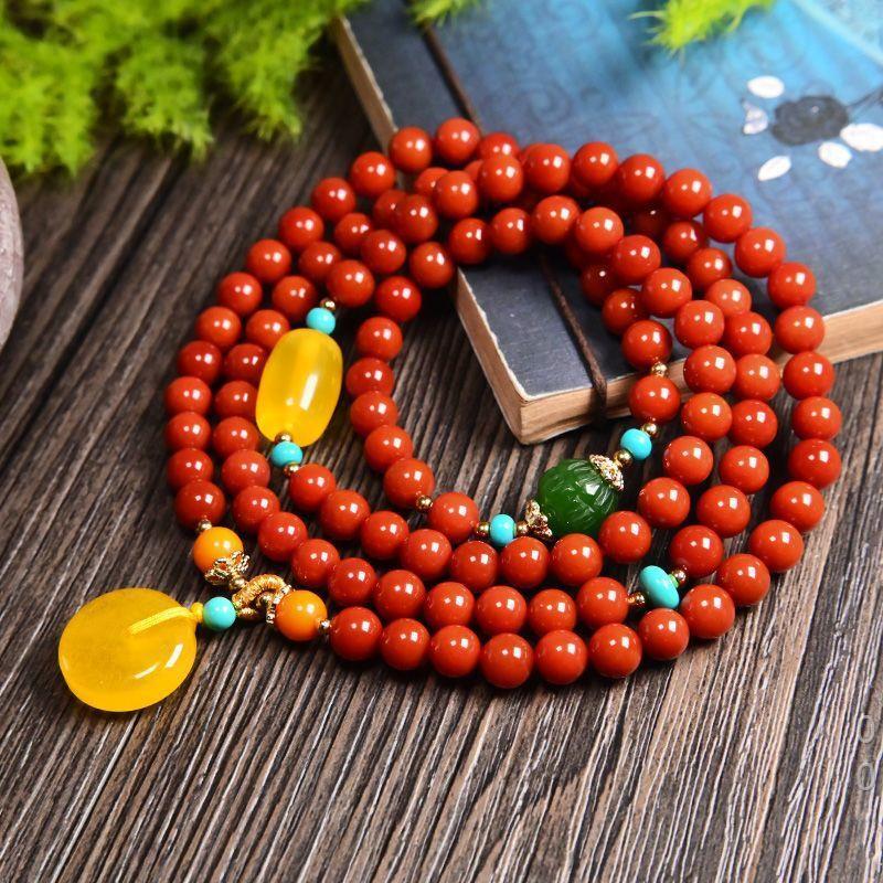 Red Agate 108 Bead Bracelet | Emotional Balance Vitality Healing Mala