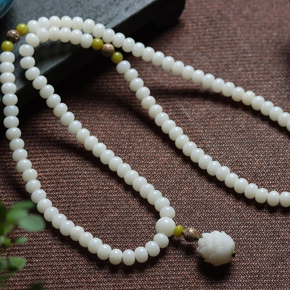 White Jade Bodhi 108 Bead Bracelet | Spiritual Purification Mental Clarity Mala