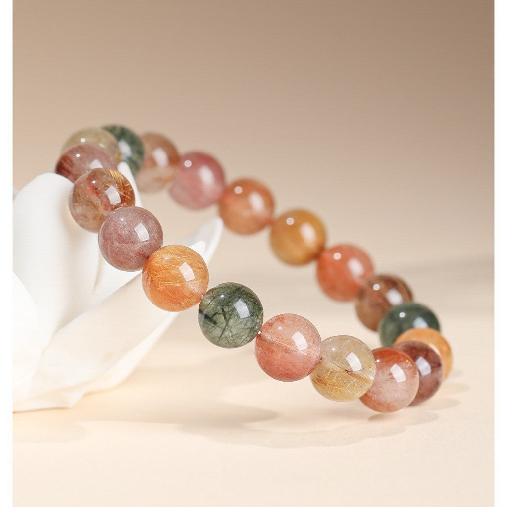 Rutilated Quartz Crystal Bracelet | Wealth Attraction Prosperity Abundance Manifestation Career Jewelry