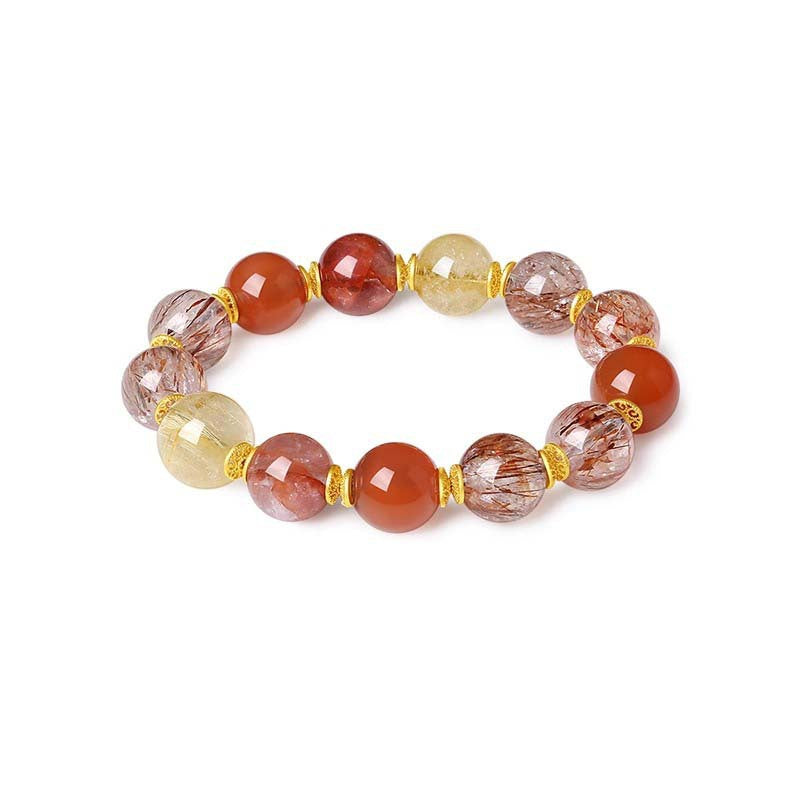 Golden Rutilated Quartz Super Seven Bracelet | Wealth Fortune Multi-Crystal Jewelry