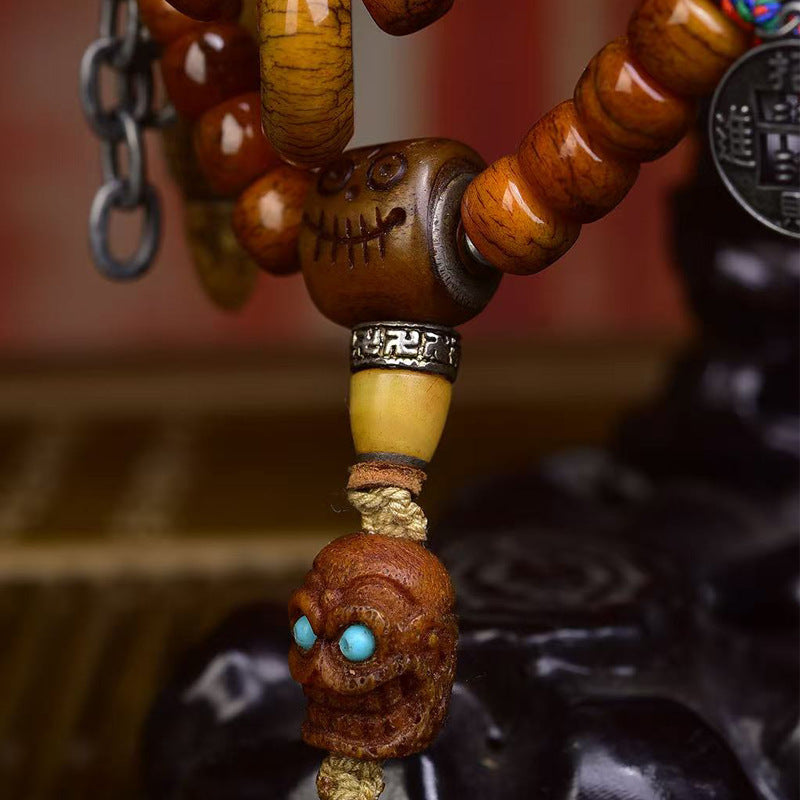 Tibetan 108 Prayer Beads Bracelet | Pixiu Vajra Wealth Guardian Adjustable Meditation Mala Jewelry