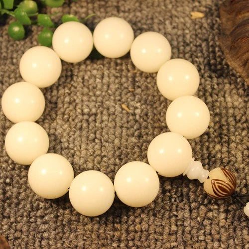 White Jade Bodhi Root Bracelet | Meditation Healing Spiritual Enlightenment Practice