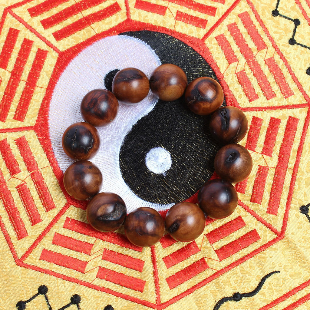 Lightning Strike Jujube Wood Bracelet | Natural Thunder Scar Pattern Pure Yang Rare Taoist Artifact Beads