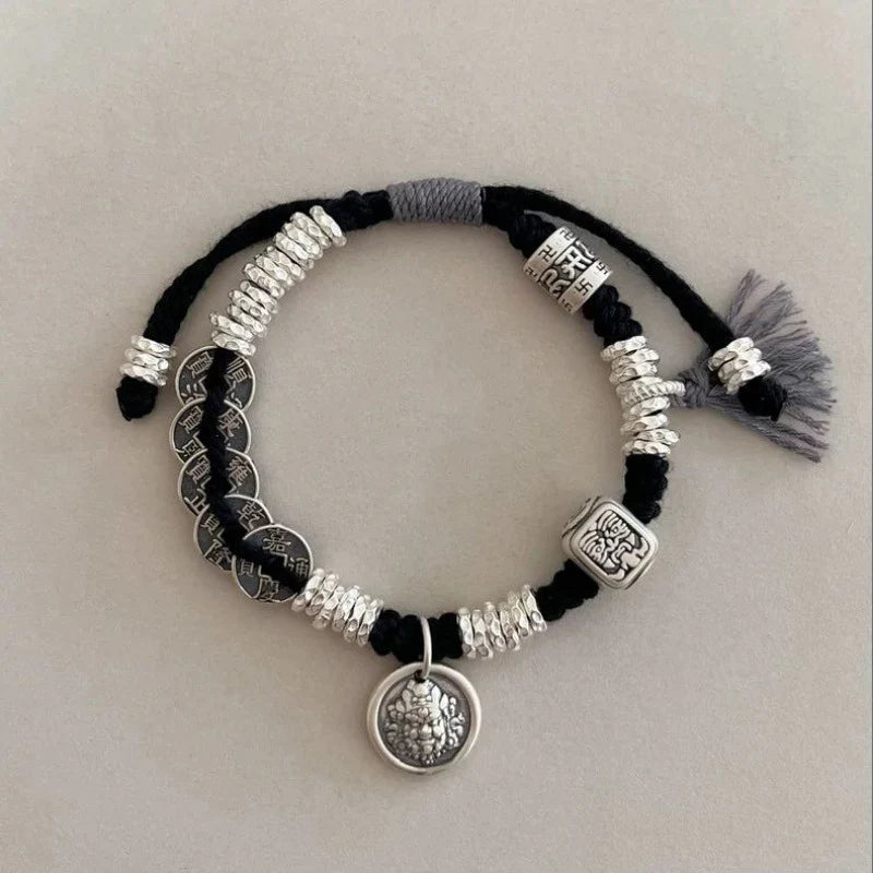 Tibetan Couple Bracelet Set | Pixiu Wealth Prayer Wheel Blessing Mala His Hers
