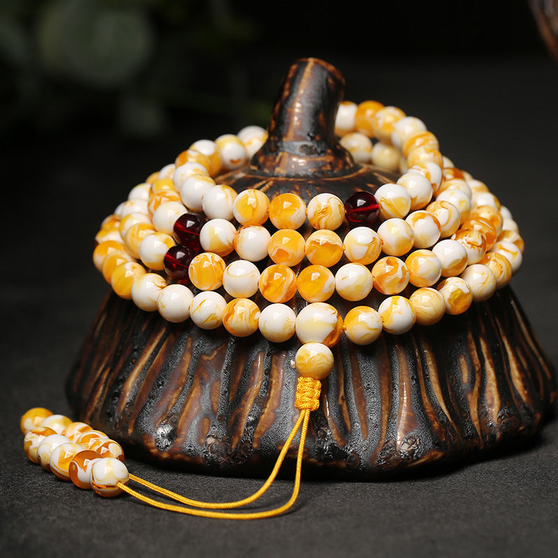 White Flower Beeswax 108 Bead Bracelet | Sleep Healing Calming Mala