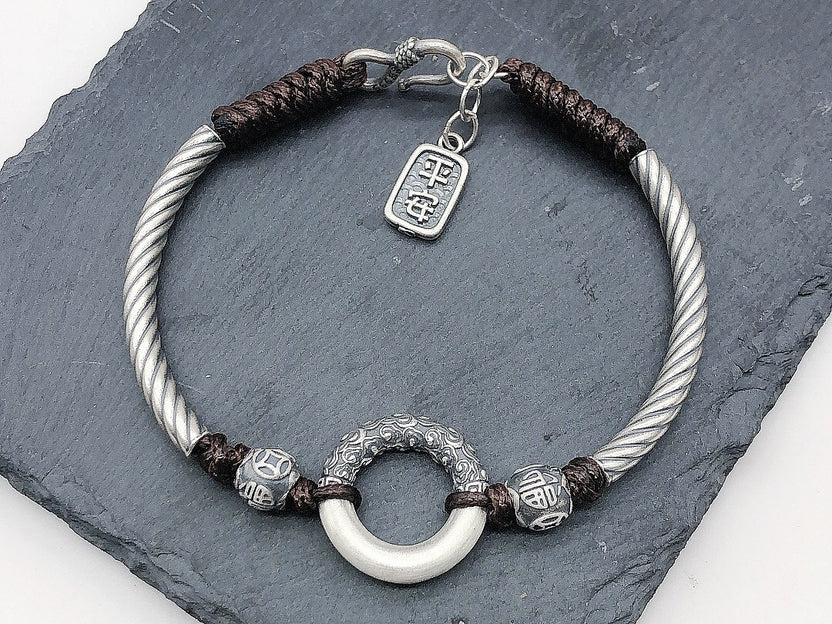 Feng Shui Peace Buckle Protection Bracelet | Jade Yin Yang Tai Chi Evil Ward Spiritual Shield Adjustable