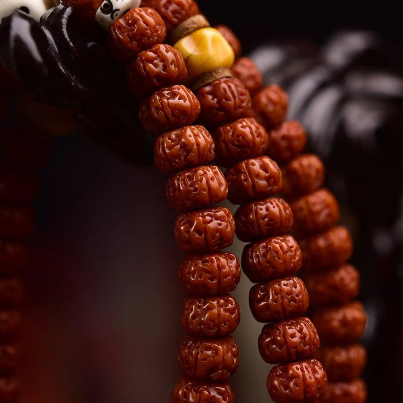 Tibetan Rudraksha 108 Prayer Beads Bracelet | Guardian Meditation Wisdom Awakening Mala Spiritual Jewelry