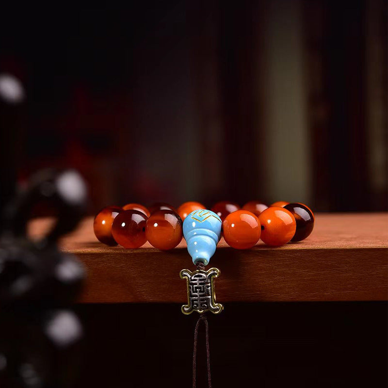 Natural Mountain Turtle Sugarcane Texture Bracelet | Golden Armor Stone Turquoise Vintage Unisex Adjustable Jewelry