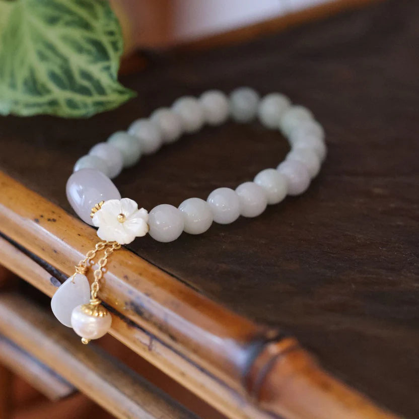White Jade Crystal Bracelet | Emotional Calming Stress Relief Peace Protection Serenity Jewelry