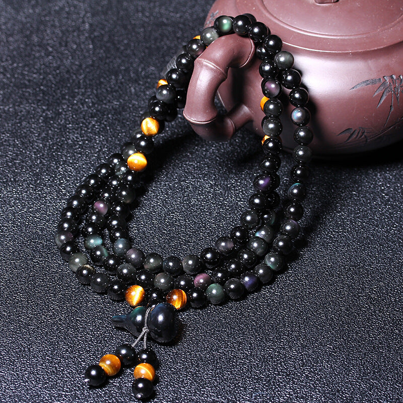 Rainbow Eye Obsidian 108 Bead Bracelet | Full Protection Energy Shield Mala