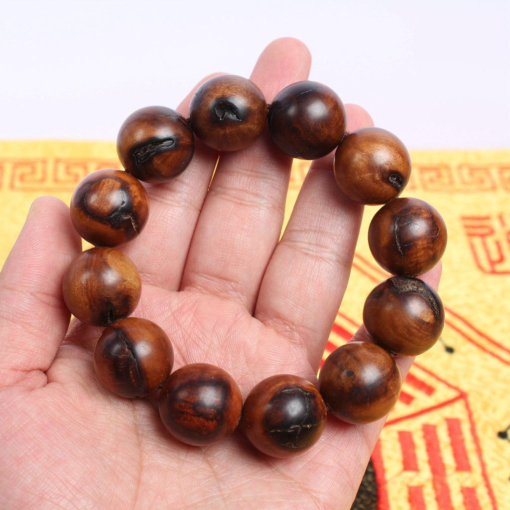 Lightning Strike Jujube Wood Bracelet | Natural Thunder Scar Pattern Pure Yang Rare Taoist Artifact Beads