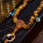 Tibetan Vintage Camel Bone 108 Prayer Beads Bracelet | Tai Chi Guardian Meditation Mala Spiritual Jewelry
