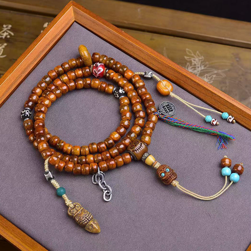 Tibetan 108 Prayer Beads Bracelet | Pixiu Vajra Wealth Guardian Adjustable Meditation Mala Jewelry