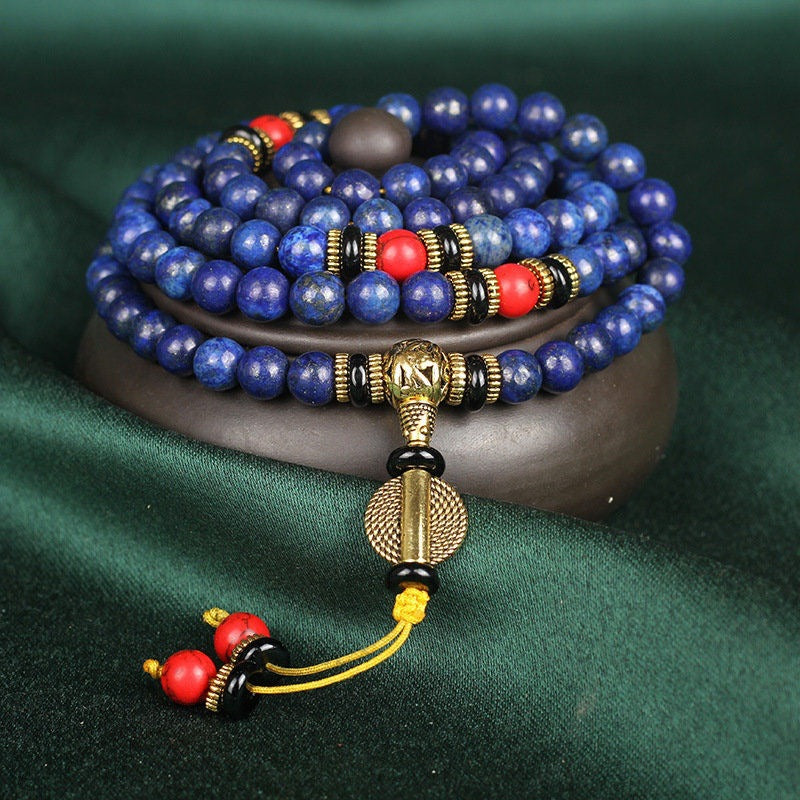 Lapis Lazuli 108 Bead Bracelet | Third Eye Intuition Wisdom Awakening Mala