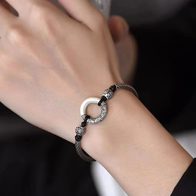 Feng Shui Peace Buckle Protection Bracelet | Jade Yin Yang Tai Chi Evil Ward Spiritual Shield Adjustable