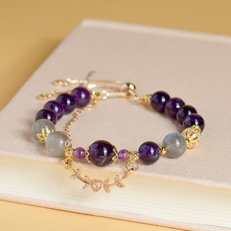 Scorpio Zodiac Sign Bracelet | Amethyst Moonstone Astrology Intuition Wealth Jewelry