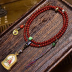 Tibetan Red Agate 108 Prayer Beads Necklace | Ksitigarbha Buddha Amulet Protection Guardian Mala Jewelry
