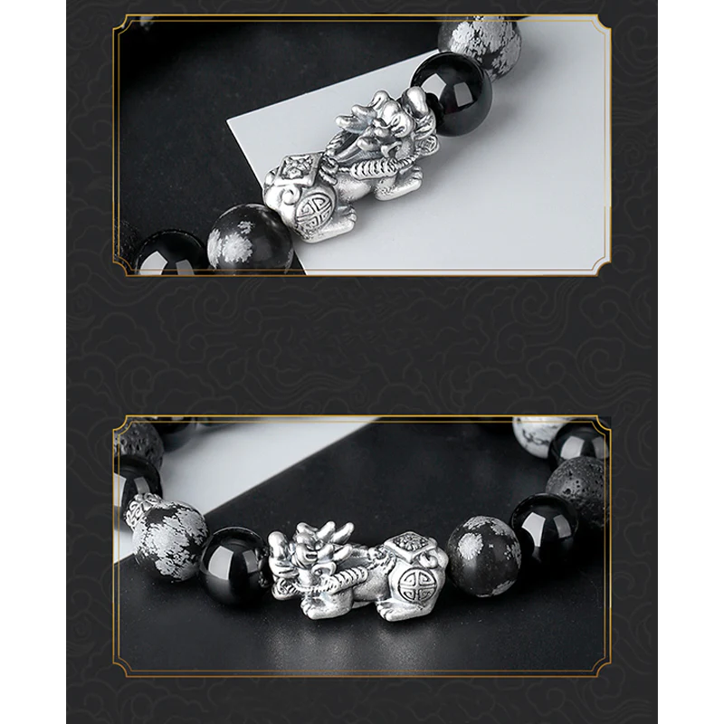 Pixiu Wealth Guardian Activation Stone Bracelet - Black Obsidian Fortune Protection Money Magnet