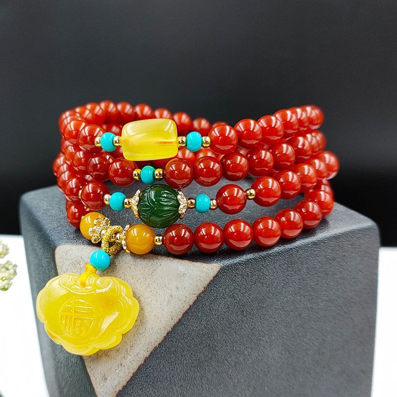 Red Agate 108 Bead Bracelet | Emotional Balance Vitality Healing Mala