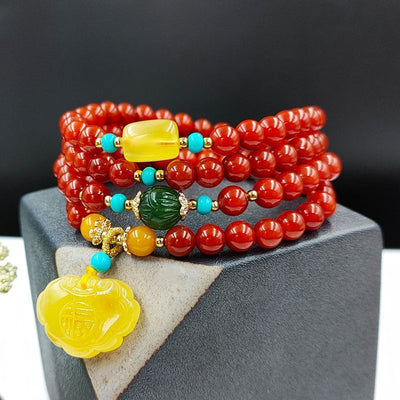Red Agate 108 Bead Bracelet | Emotional Balance Vitality Healing Mala