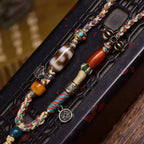 Tibetan Hand-Painted Ksitigarbha Thangka Amulet | Memorial Ancestor Agate Turquoise Protection Disaster Removal Necklace