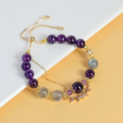 Scorpio Zodiac Sign Bracelet | Amethyst Moonstone Astrology Intuition Wealth Jewelry