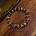 Ancient West Asian Etched Beads Bracelet | Fudo Myoo Agate Protection Guardian Buddhist Antique Jewelry