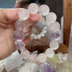 Rose Quartz Lavender Amethyst Bracelet | Emotional Love Peace Gentle Crystal Jewelry