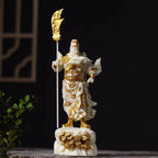 Ivory Nut Guardian Warrior Statue | Wealth Protection Crescent Blade Office Home Business Fortune Figurine