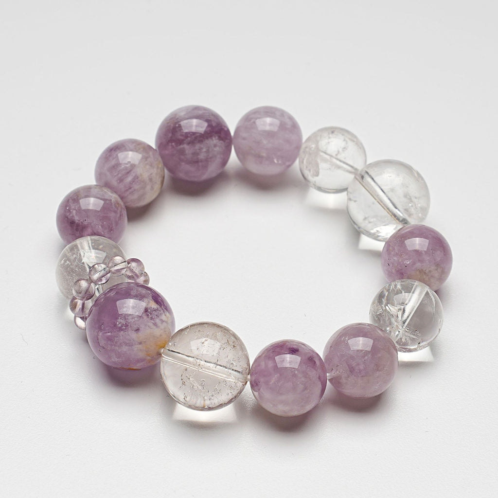 Purple Rutilated Quartz Crystal Bracelet | Spiritual Awakening Intuition Meditation Jewelry