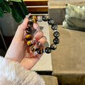 Obsidian Tiger Eye Crystal Bracelet | Protection Grounding Strength Courage Shield Jewelry