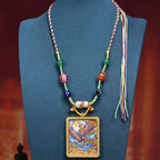 Tibetan Nine Purple Fire Phoenix Thangka Amulet | Career Success Wealth Prosperity Agate Dzi Opportunity Necklace