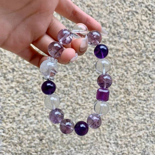 Amethyst Gradient Crystal Bracelet | Fortune Blessing Spiritual Prosperity Purple Energy Jewelry