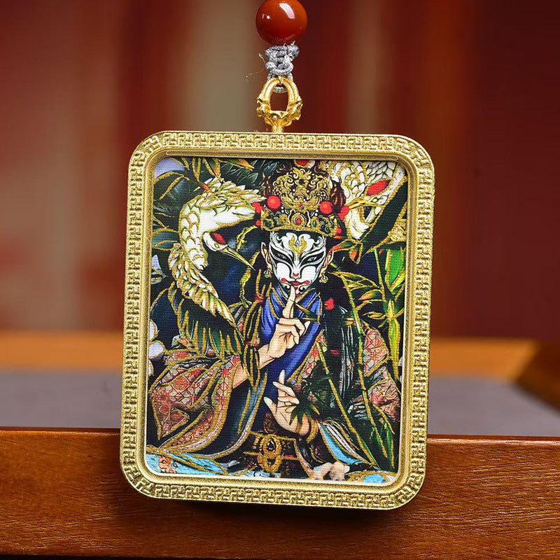 Tibetan White Crane Child Thangka Amulet | Fertility Pregnancy Protection Red Agate Turquoise Guanyin Blessing Necklace