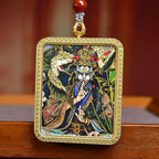 Tibetan White Crane Child Thangka Amulet | Fertility Pregnancy Protection Red Agate Turquoise Guanyin Blessing Necklace