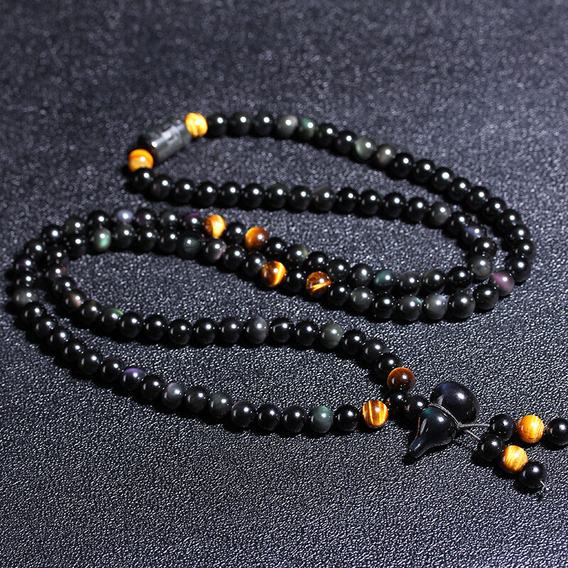 Rainbow Eye Obsidian 108 Bead Bracelet | Full Protection Energy Shield Mala