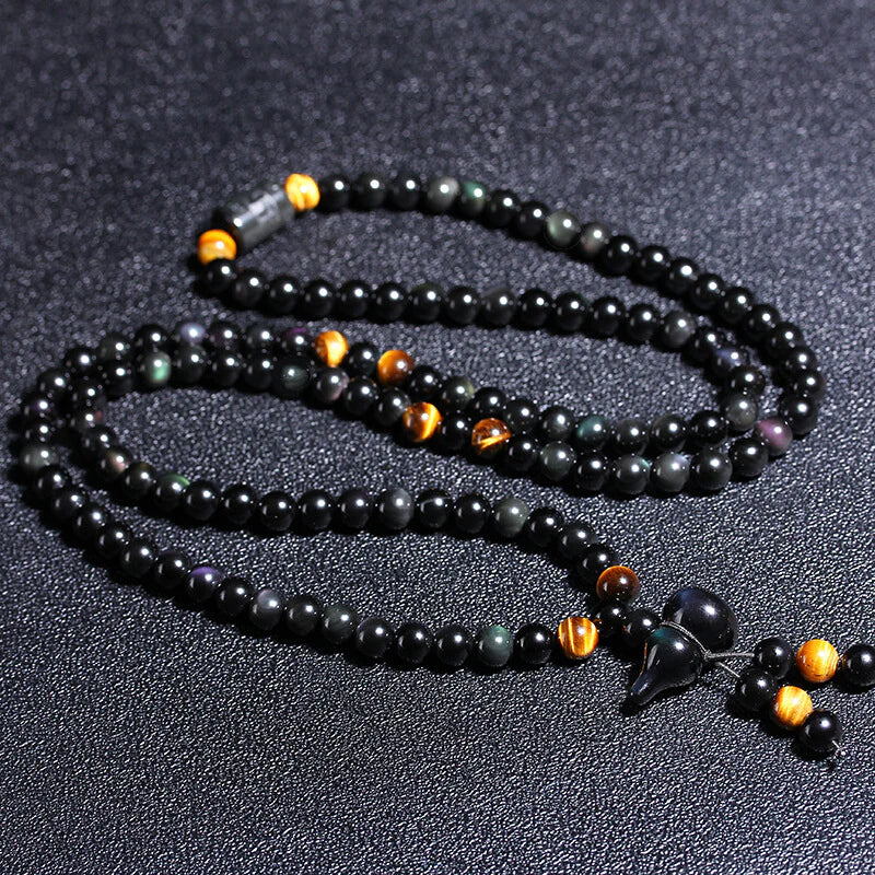Rainbow Eye Obsidian 108 Bead Bracelet | Full Protection Energy Shield Mala