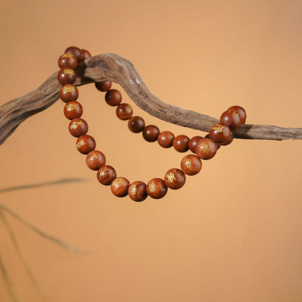 Calming Heart Mantra Meditation Mala | 32 Beads Long Strand Thunderstruck Wood Soul Healing Prayer Jewelry