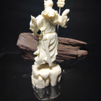 Ivory Nut Guardian Warrior Statue | Wealth Protection Crescent Blade Office Home Business Fortune Figurine