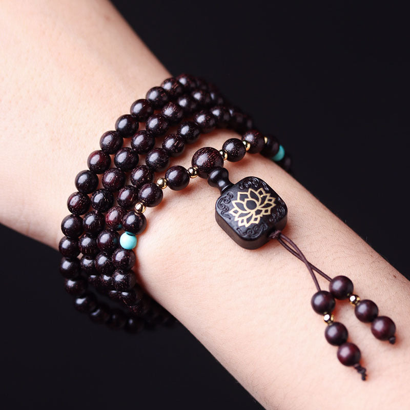 Rosewood 108 Bead Bracelet | Focus Concentration Calming Meditation Mala